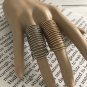Long Textured Spring Style Cage Knuckle Ring Gold Armor Jewelry Women Size 6 6.5 7