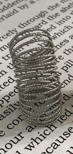 Long Textured Spring Style Cage Knuckle Ring Silver Armor Jewelry Women Size 6 6.5 7