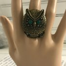 Owl Statement Ring Stretch Women Antique Brass