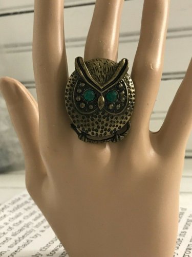 Owl Statement Ring Stretch Women Antique Brass