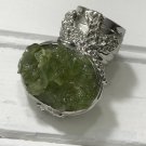 Peridot Chips Arty Style Statement Ring SIZE 5 Knuckle Art Silver Women Jewelry