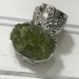 Peridot Chips Arty Style Statement Ring SIZE 5 Knuckle Art Silver Women Jewelry