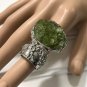 Peridot Chips Arty Style Statement Ring SIZE 5 Knuckle Art Silver Women Jewelry