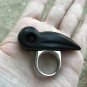 Raven Statement Ring Black Obsidian Silver Stainless Steel Men Women Knuckle Art SIZE 9