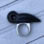 Raven Statement Ring Black Obsidian Silver Stainless Steel Men Women Knuckle Art SIZE 9