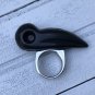 Raven Statement Ring Black Obsidian Silver Stainless Steel Men Women Knuckle Art SIZE 10