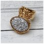 Druzy Style Arty Statement Ring SIZE 5.5 Knuckle Art Women Gold Silver Metallic Chunky