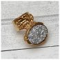 Druzy Style Arty Statement Ring SIZE 10 Knuckle Art Women Gold Silver Metallic Chunky