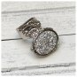 Druzy Style Arty Statement Ring SIZE 8 Knuckle Art Women Silver Metallic Chunky Jewelry