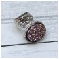 Druzy Style Mauve Rose Arty Statement Ring SIZE 6 Knuckle Art Women Silver Metallic Chunky Jewelry