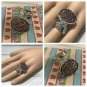 Druzy Style Mauve Rose Arty Statement Ring SIZE 6 Knuckle Art Women Silver Metallic Chunky Jewelry