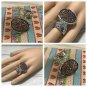 Druzy Style Mauve Rose Arty Statement Ring SIZE 10 Knuckle Art Women Silver Metallic Chunky Jewelry