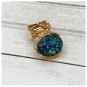 Druzy Style Blue Green Gold Arty Statement Ring SIZE 10 Knuckle Art Women Metallic Chunky Jewelry