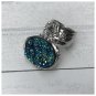 Druzy Style Blue Green Gold Silver Arty Statement Ring SIZE 5 Knuckle Art Women Chunky Jewelry
