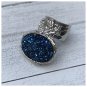 Druzy Style Blue Ice Blue Silver Arty Statement Ring SIZE 5 Knuckle Art Women Chunky Jewelry
