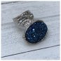 Druzy Style Blue Ice Blue Silver Arty Statement Ring SIZE 8 Knuckle Art Women Chunky Jewelry