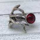 Tree Branch Ring Red Glass Stone Statement Ring Adjustable Chunky Boho Ring Bohemian Jewelry