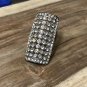 Bling Shield Armor Knuckle Ring Silver Statement Crystals Indie Boho Tribal Size 6.5