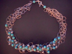 Blue Silver wire necklace