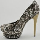 (35-41EUR)women's sexy python design sheepskin double platform high heels dress shoes x128