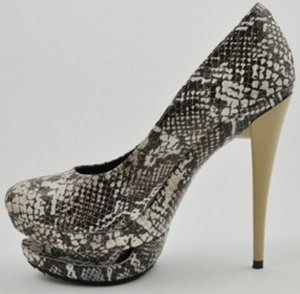 (35-41EUR)women's sexy python design sheepskin double platform high heels dress shoes x128
