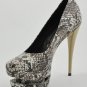 (35-41EUR)women's sexy python design sheepskin double platform high heels dress shoes x128
