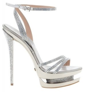 women's silvery Rhinestone platform high heels sandal x87