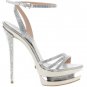 women's silvery Rhinestone platform high heels sandal x87