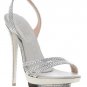 women's silvery Rhinestone platform high heels sandal x87