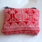 Red and White Batik Zipper pouch