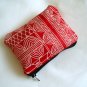 Red and White Batik Zipper pouch