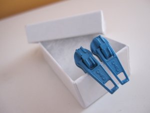 Blue Zipper Pull Earrings