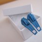 Blue Zipper Pull Earrings