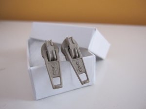 Grey Zipper Pull Earrings