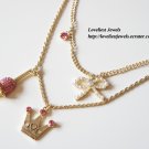 Korean Fashion Jewelry Little mouse Crown Pearlescent Bow Necklace