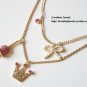 Korean Fashion Jewelry Little mouse Crown Pearlescent Bow Necklace