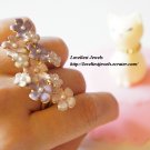Korean Fashion Jewelry Color Flower Two-Finger Chain Ring