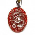 good luck genuine Natural Red agate / Carnelian Carved sacred Dragon Pendant charm / necklace charm