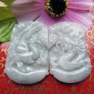 Good luck Hand- carved AAA Natural   jade dragon with  Phoenix charm white jade Pendant