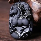 Natural obsidian pendant horse Lucky Charms