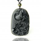 Natural obsidian stone dragon with horse pendant mighty dragon