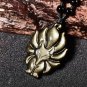 Good luck Gold obsidian stone  Amulet fox charm pendant