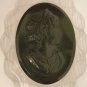 Vintage Bakelite Lucite Cameo Pin Black