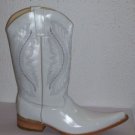 cowboy boot white 100% leather   MEN size  # 8