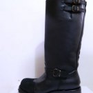 17 inches tall engineer boots leather backwards toe two belts at shaft top, new.