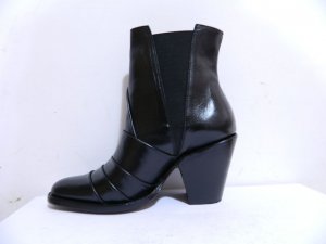 Round toe ankle boot plank style vamp 3 3/4 inch heels, side elastic CUSTOM MADE