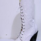 Lace up cowboy boots wrinkled  white patent leather 5 inch heels men size 11.5