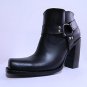 Square toe detachable harness boot 5 inch heels full grain leather made to order