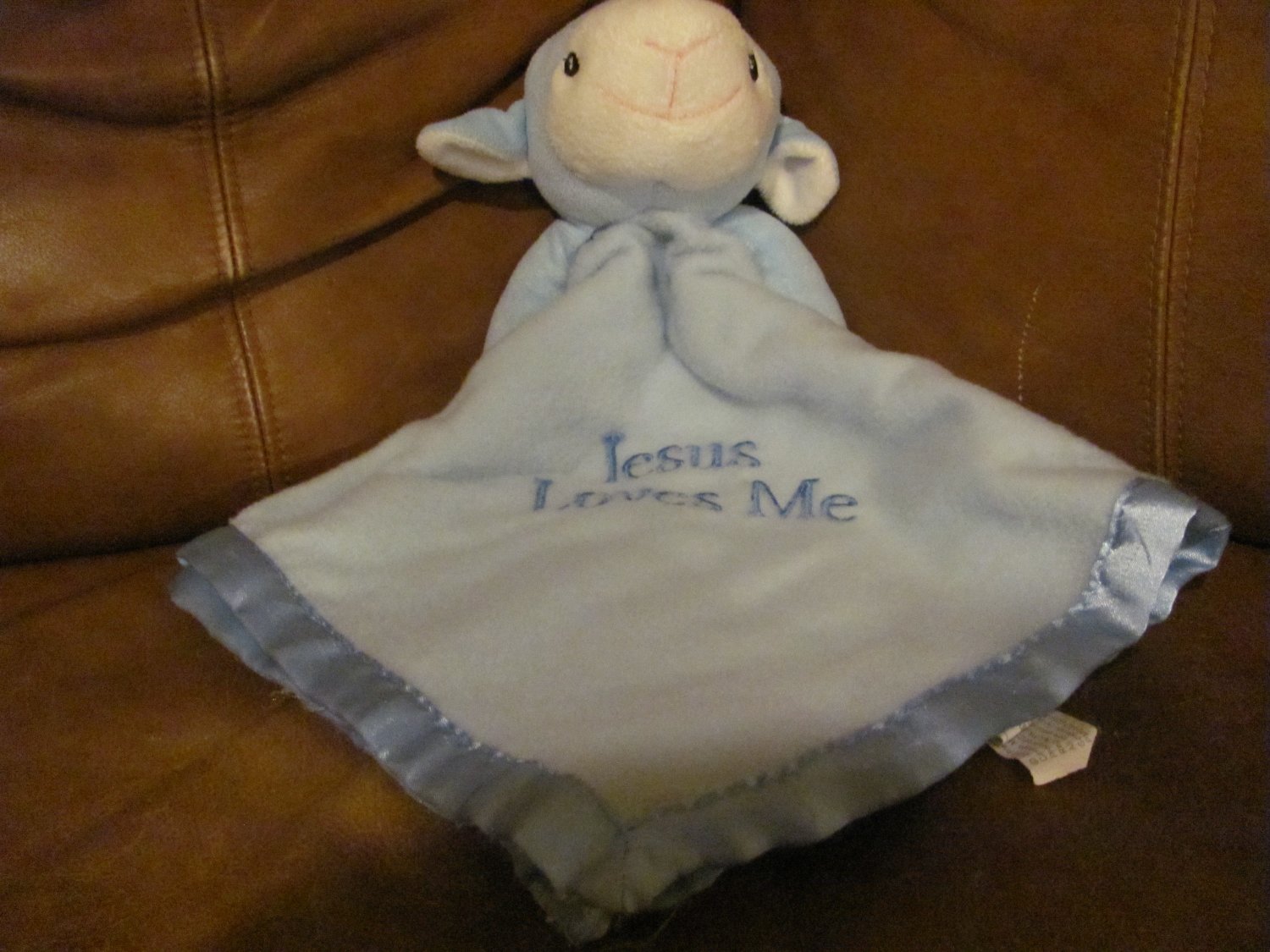 Precious Moments Plush Blue Lamb Jesus Loves Me Security Blanket Lovey