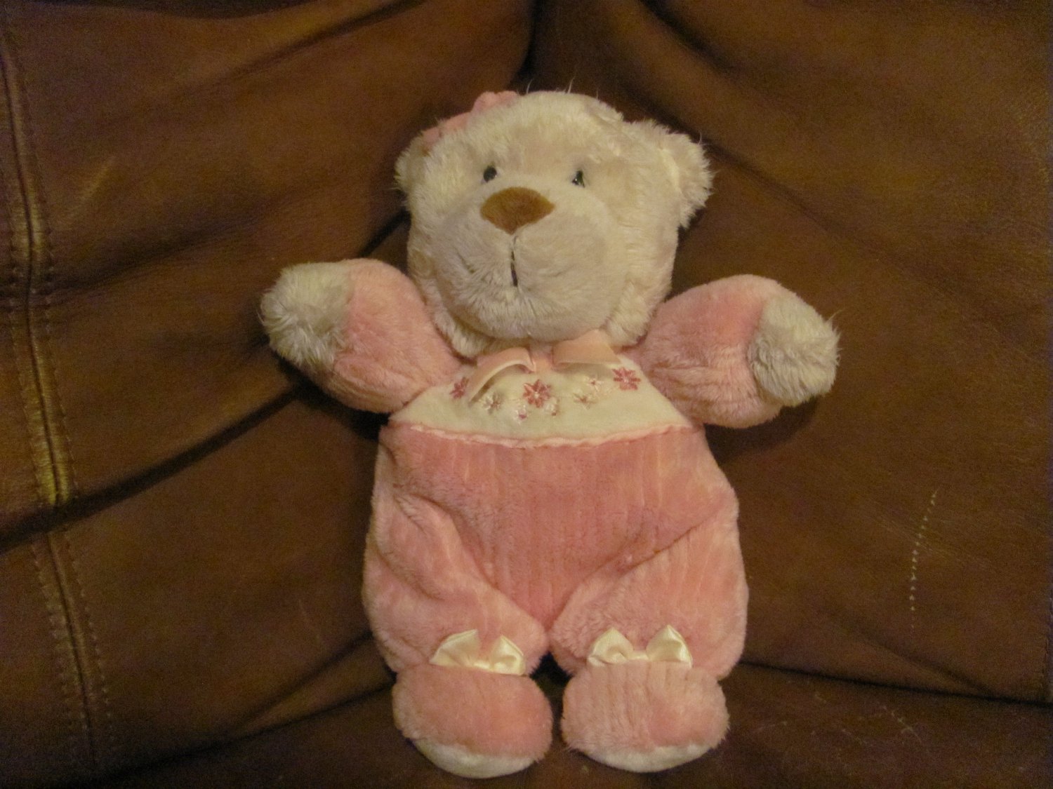 Carters Teddy Bear Doll Rattles Pink Flower Footy PJS Lovey Plush 9